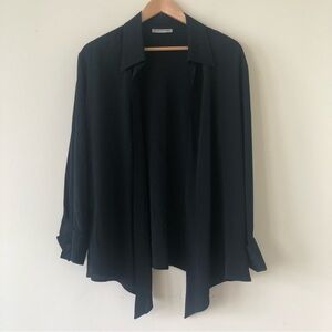 Emporio Armani Black Silk Blend Open Front Collared Cardigan size 38/8